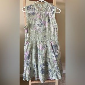 Knit Works Floral Lace Skater Dress, Big Girl's Size 18 Plus - Green